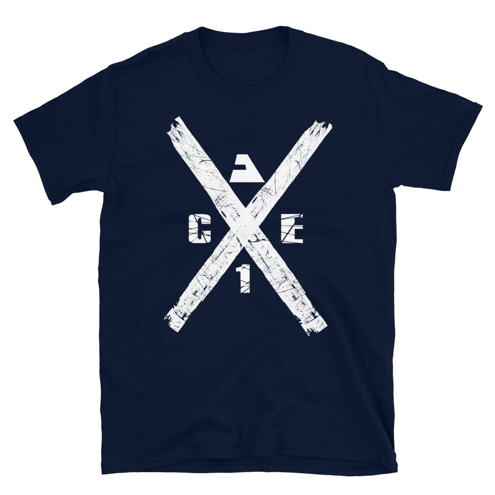 Ace-1 Warrior Crossed Out Chest T-Shirt. (White Print)