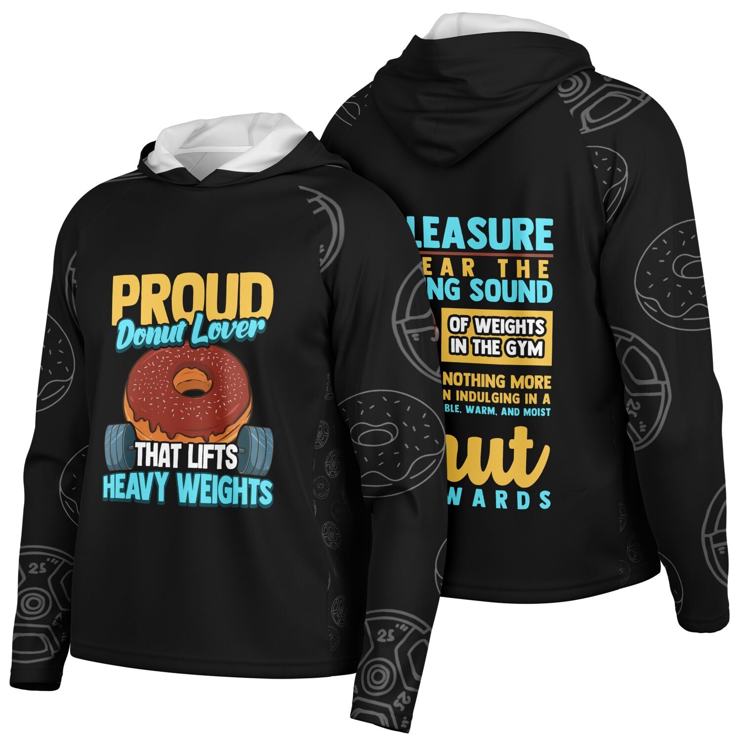 Men's Long Sleeve Hooded Performance Proud Donut Lover Who Lifts Heavy Weights