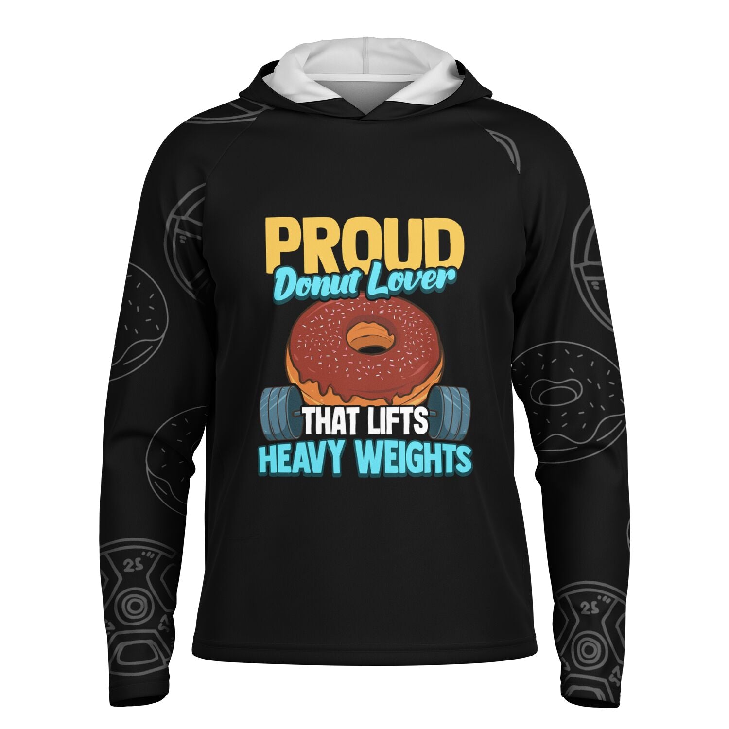 Men's Long Sleeve Hooded Performance Proud Donut Lover Who Lifts Heavy Weights