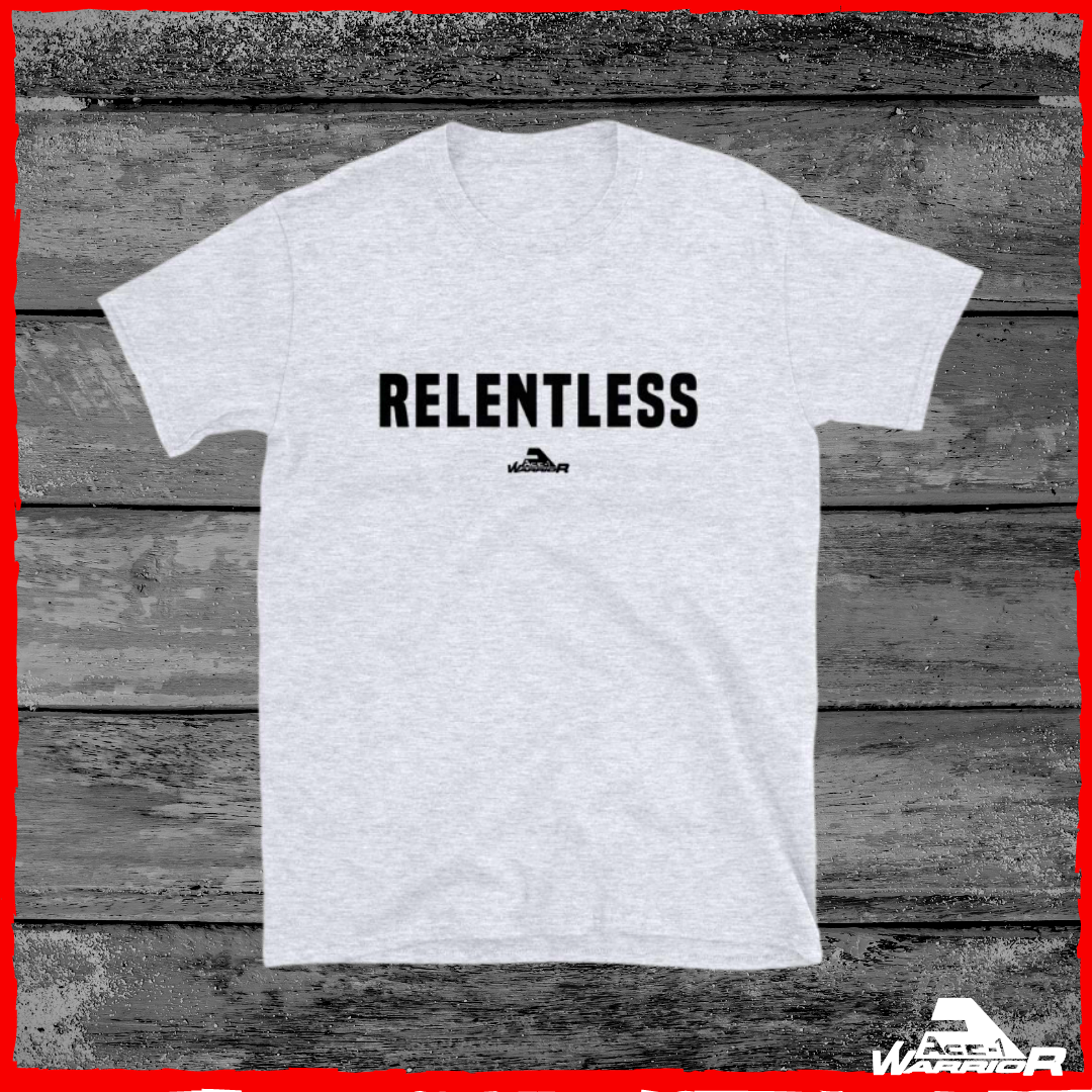 "RELENTLESS" Grey Workout Shirt.