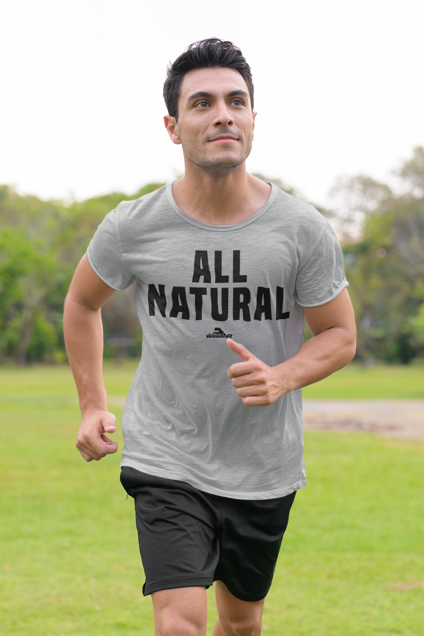 "ALL NATURAL" Grey Workout Shirt
